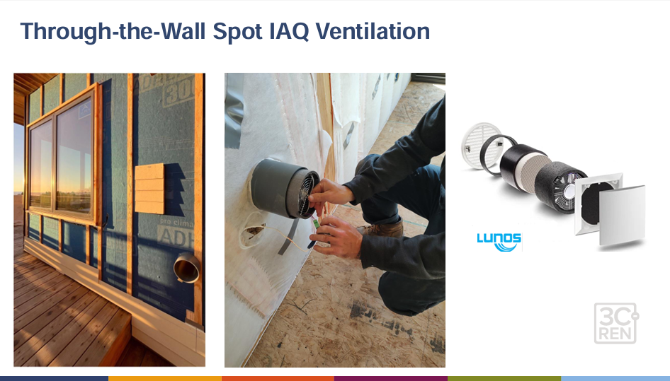 An image showing through the wall spot IAQ ventilation and installation